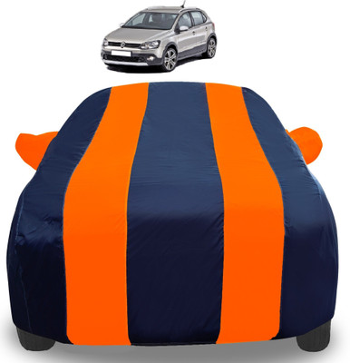 Auto Hub Car Cover For Volkswagen Polo Cross (With Mirror Pockets)(Orange)