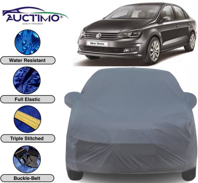 AUCTIMO Car Cover For Volkswagen Vento (With Mirror Pockets)(Grey)