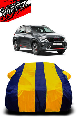J S R Car Cover For Kia Sonet (With Mirror Pockets)(Yellow, Blue)