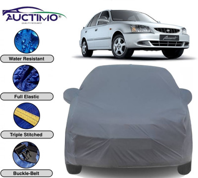 AUCTIMO Car Cover For Hyundai Accent (With Mirror Pockets)(Grey)