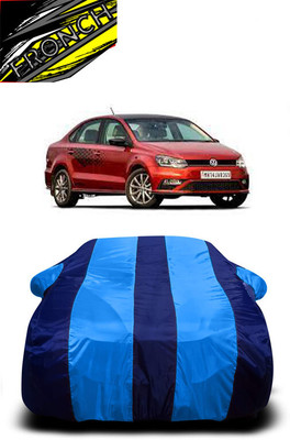 FRONCH Car Cover For Volkswagen Vento (With Mirror Pockets)(Blue)
