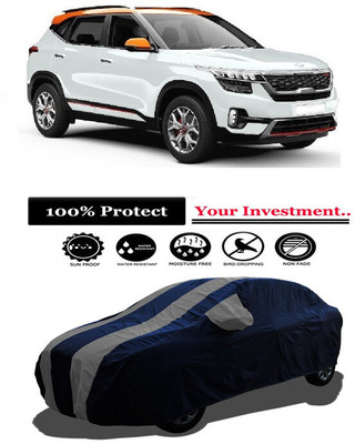 Amexride Car Cover For Kia Seltos GTX AT 1.4 Dual Tone (With Mirror Pockets)(Grey)