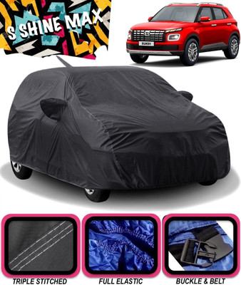 S Shine Max Car Cover For Hyundai Venue (With Mirror Pockets)(Black)