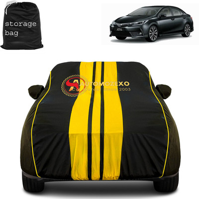 AUTOMOZEXO Car Cover For Toyota Altis (With Mirror Pockets)(Yellow, Black)