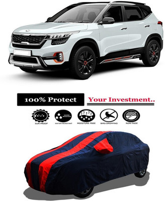 Amexride Car Cover For Kia Seltos HTX 1.5 Dual Tone (With Mirror Pockets)(Red)