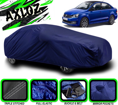 AXLOZ Car Cover For Volkswagen Vento (With Mirror Pockets)(Blue)