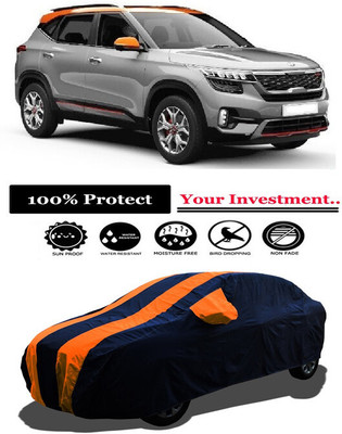 Amexride Car Cover For Kia Seltos GTK 1.4 Dual Tone (With Mirror Pockets)(Orange)