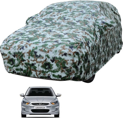 Auto Hub Car Cover For Hyundai Verna (With Mirror Pockets)(Multicolor)