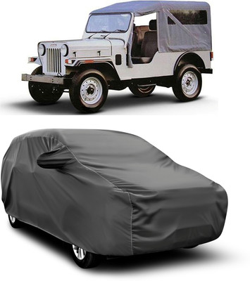 aosis Car Cover For Mahindra Jeep (With Mirror Pockets)(Grey)
