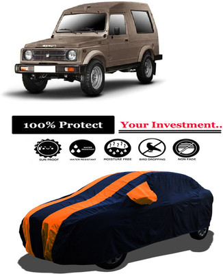 Amexride Car Cover For Maruti Suzuki Gypsy King Hard Top MPI (With Mirror Pockets)(Orange)