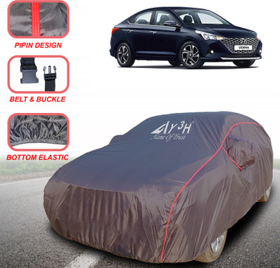 Y3H Car Cover For Hyundai Verna Fluidic DTHR (With Mirror Pockets)(Grey)