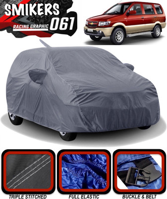 SMIKERS Car Cover For Chevrolet Tavera (With Mirror Pockets)(Grey)