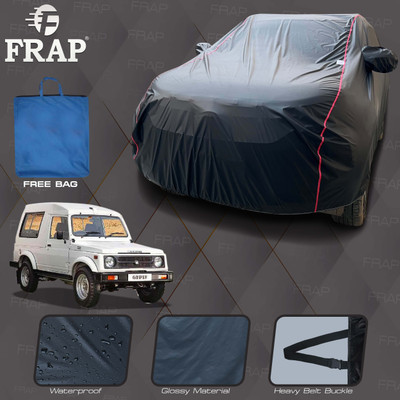 Frap Car Cover For Maruti Suzuki Gypsy, Gypsy 1000 (With Mirror Pockets)(Black, Red)