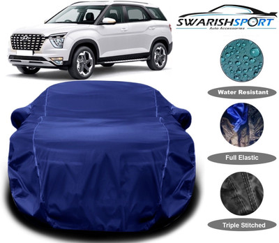 Swarish Car Cover For Hyundai Alcazar (With Mirror Pockets)(Blue)