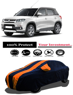 Amexride Car Cover For Maruti Suzuki Vitara Brezza ZDi Plus AMT Dual Tone Diesel (With Mirror Pockets)(Orange)