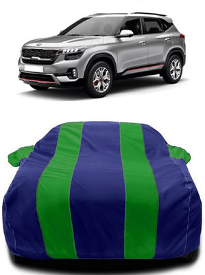 Autoprime Car Cover For Kia Seltos GTX Plus 1.4 (With Mirror Pockets)(Green, Blue)