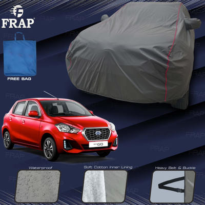 Frap Car Cover For Datsun GO NXT (With Mirror Pockets)(Grey, Red)