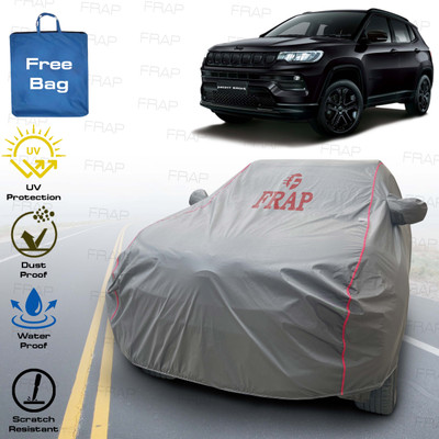 Frap Car Cover For Jeep Compass (With Mirror Pockets)(Grey, Red)
