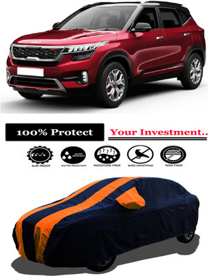 Amexride Car Cover For Kia Seltos GTK 1.4 (With Mirror Pockets)(Orange)
