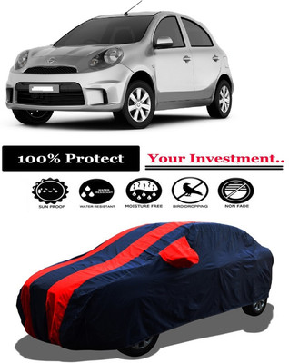 Amexride Car Cover For Nissan Micra Active (With Mirror Pockets)(Red)