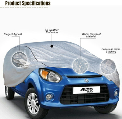 DRINAY Car Cover For Maruti Suzuki Alto 800 (With Mirror Pockets)(Silver, Black)
