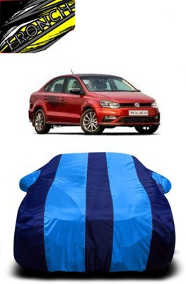 FRONCH Car Cover For Volkswagen Vento (With Mirror Pockets)(Blue)
