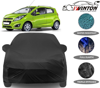 V VINTON Car Cover For Chevrolet Beat (With Mirror Pockets)(Black)