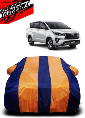 J S R Car Cover For Toyota Innova Crysta 2.4 GX AT 8 STR Diesel (With Mirror Pockets)(Orange, Blue)