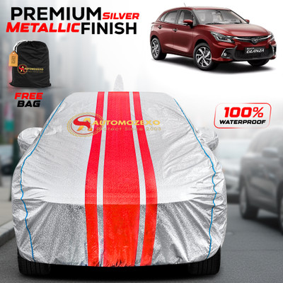 AUTOMOZEXO Car Cover For Toyota Glanza (With Mirror Pockets)(Silver)