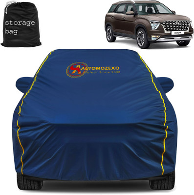 AUTOMOZEXO Car Cover For Hyundai Alcazar (With Mirror Pockets)(Blue)