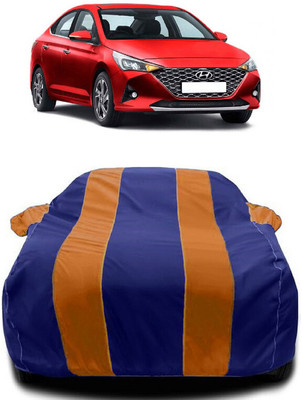 Autoprime Car Cover For Hyundai Verna Facelift (With Mirror Pockets)(Orange, Blue)