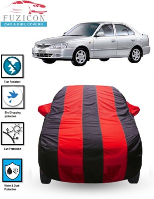 FUZICON Car Cover For Hyundai Accent (With Mirror Pockets)(Blue, Red)