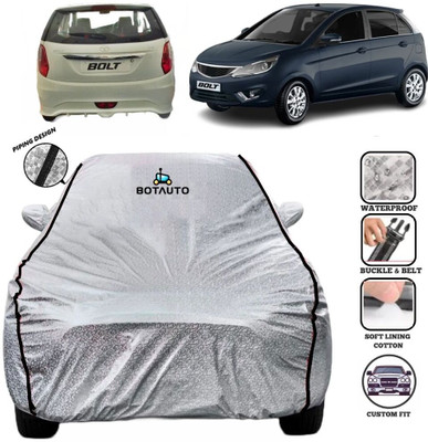 BOTAUTO Car Cover For Tata Bolt, Universal For Car, Bolt Revotron XE (With Mirror Pockets)(Silver, Black)