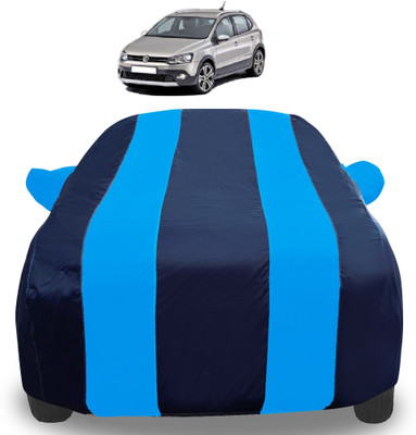 Auto Hub Car Cover For Volkswagen Polo Cross (With Mirror Pockets)(Blue)