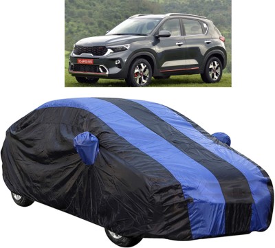 KushRoad Car Cover For Kia Sonet (With Mirror Pockets)(Blue, Black)