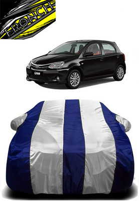 FRONCH Car Cover For Toyota Etios Liva (With Mirror Pockets)(White, Blue)