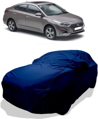 Coxtor Car Cover For Hyundai Verna 1.4 CRDi (With Mirror Pockets)(Blue)