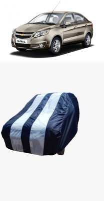 ATBROTHERS Car Cover For Chevrolet Sail Hatchback 1.3 TCDi LS ABS (Without Mirror Pockets)(White, Blue)