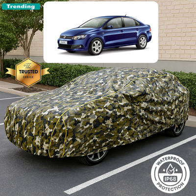 GOSHIV-car and bike accessories Car Cover For Volkswagen Vento (With Mirror Pockets)(Yellow, Black)