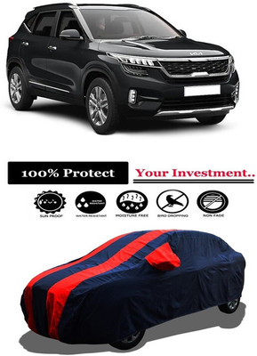 Amexride Car Cover For Kia Seltos HTX CVT 1.5 (With Mirror Pockets)(Red)