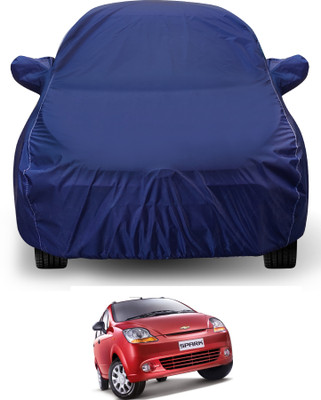 Auto Hub Car Cover For Chevrolet Spark (With Mirror Pockets)(Blue)