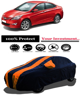 Amexride Car Cover For Hyundai Verna Fluidic INHR (With Mirror Pockets)(Orange)
