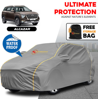 AUTOMOZEXO Car Cover For Hyundai Alcazar (With Mirror Pockets)(Grey)