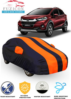 FUZICON Car Cover For Honda WRV (With Mirror Pockets)(Orange, Blue)