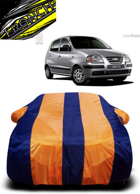 FRONCH Car Cover For Hyundai Santro L2 (With Mirror Pockets)(Orange, Blue)