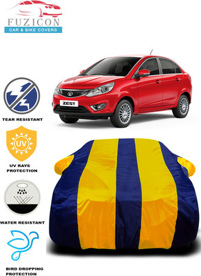 FUZICON Car Cover For Tata Zest (With Mirror Pockets)(Yellow, Blue)