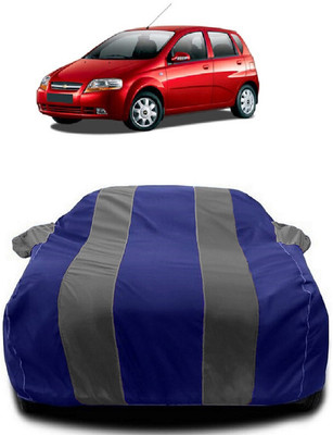Autoprime Car Cover For Chevrolet Aveo Uva (With Mirror Pockets)(Grey, Blue)