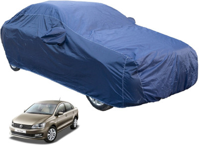 Auto Hub Car Cover For Volkswagen Vento (With Mirror Pockets)(Blue)