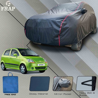 Frap Car Cover For Chevrolet Spark (With Mirror Pockets)(Grey, Red)