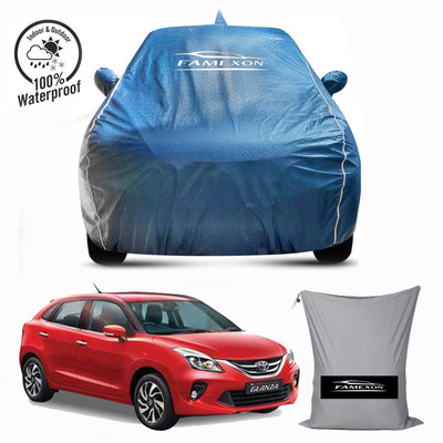 FAMEXON Car Cover For Toyota Glanza (With Mirror Pockets)(Blue)
